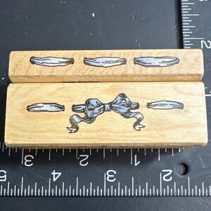 Holly Pond Hill Wooden Rubber Stamps With Bow & Ribbon Design